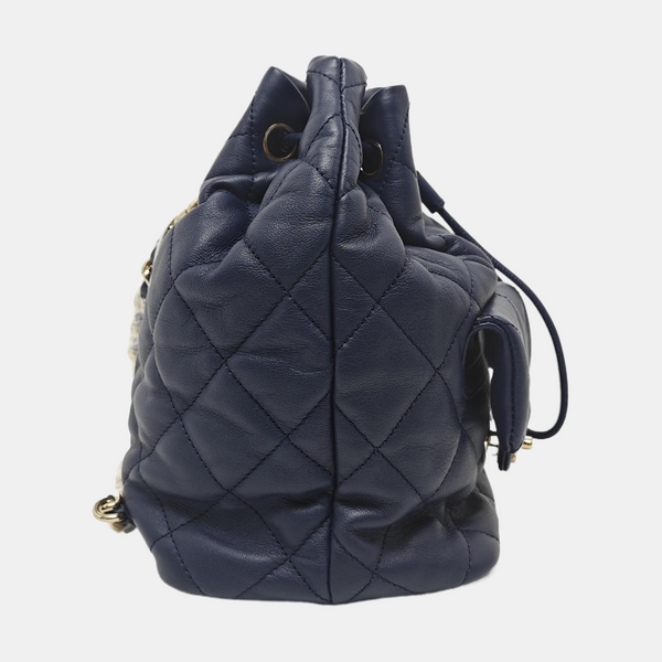 Quilted Calfskin Small Blue