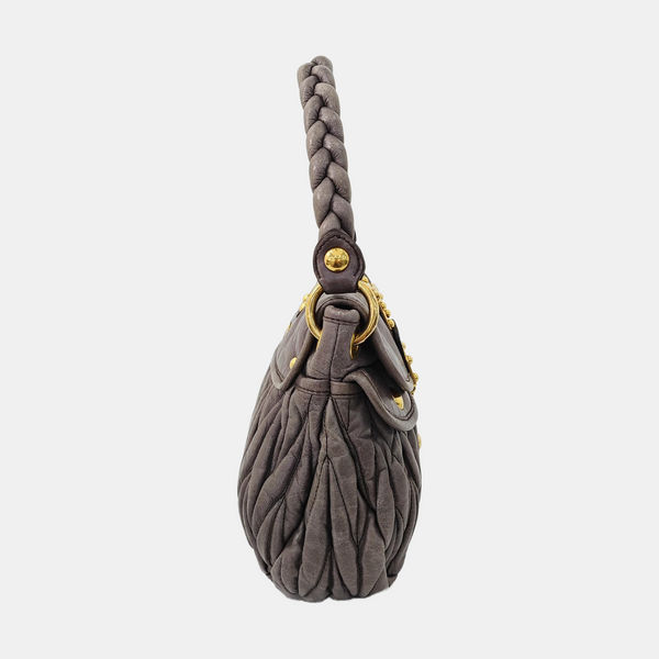Miu Coffer Quilted Lambskin Gray