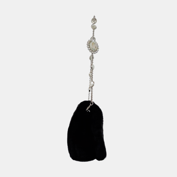 Rabbit Fur Shoulder Bag Black