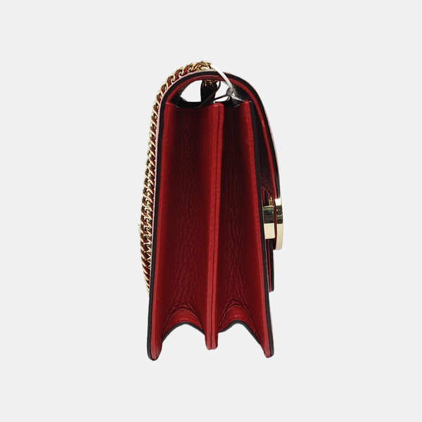 Interlocking G Small Calfskin Red