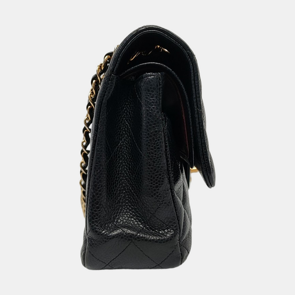 CLASSIC FLAP Medium Quilted Grained Calfskin Black