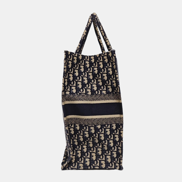 Book Tote Large Oblique Canvas Beige
