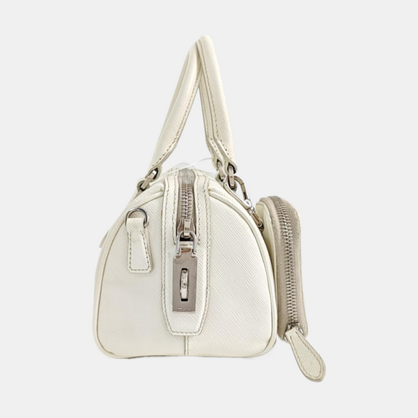 Saffiano Calfskin Shoulder Bag White