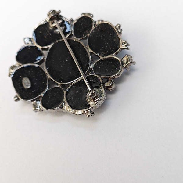 CC Logo Metal Black Brooch