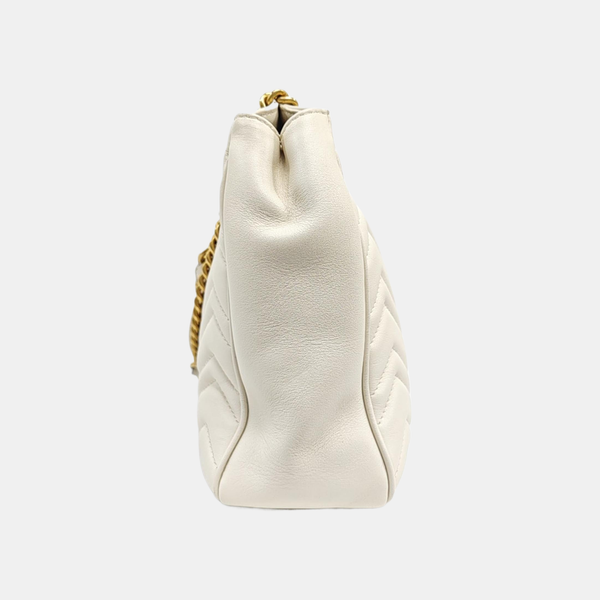 GG Marmont Medium Quilted Calfskin White