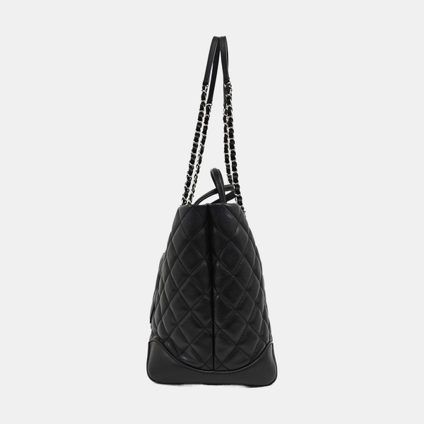 EASY SHOPPING Large Quilted Calfskin Black