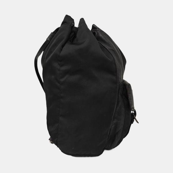 Quilted Nylon Backpack Black