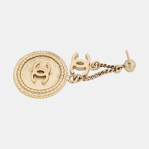 CC Logo Metal Gold Stud Earrings