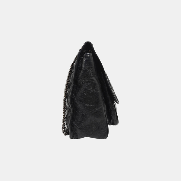 NIKI Large Chevron Calfskin Black