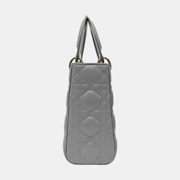 Lady Dior Small Cannage Lambskin Gray