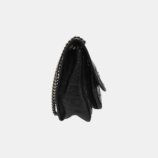 NIKI Medium Chevron Calfskin Black