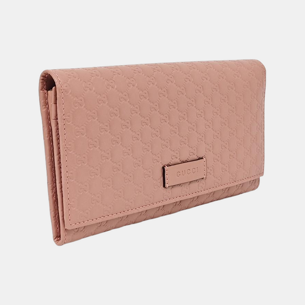 Microguccissima Monogram Calfskin Pink Wallet
