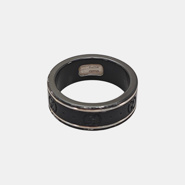 Icon 18k White Gold Black Ring EU 53