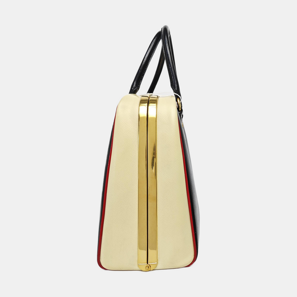 Saffiano Calfskin Top Handle Bag Black