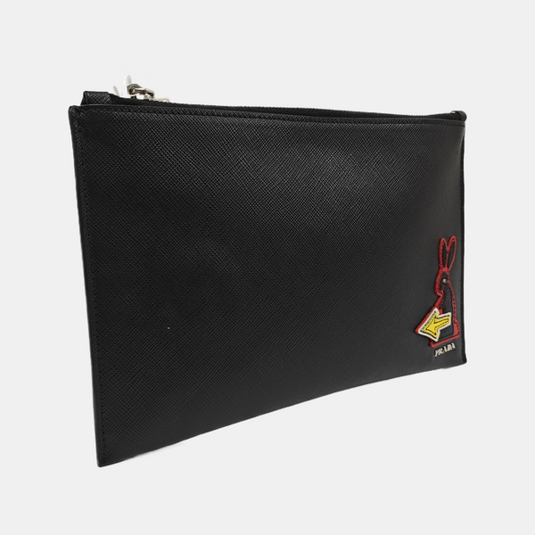 Saffiano Calfskin Clutch Black