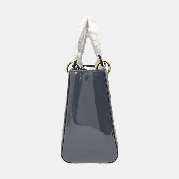 Lady Dior Medium Cannage Patent Leather Blue