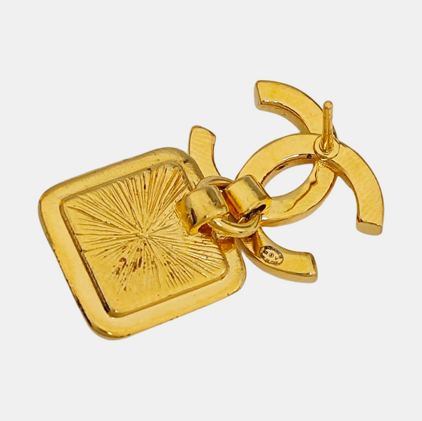 CC Logo Metal Gold Stud Earrings
