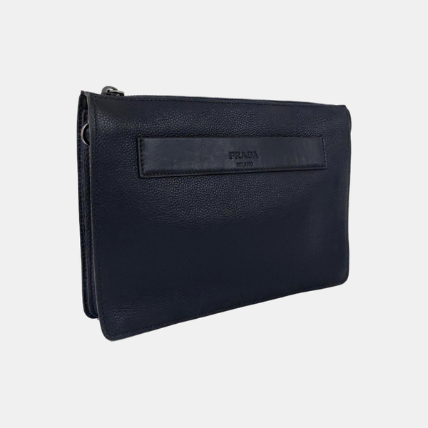 Pouch Quilted Calfskin Blue