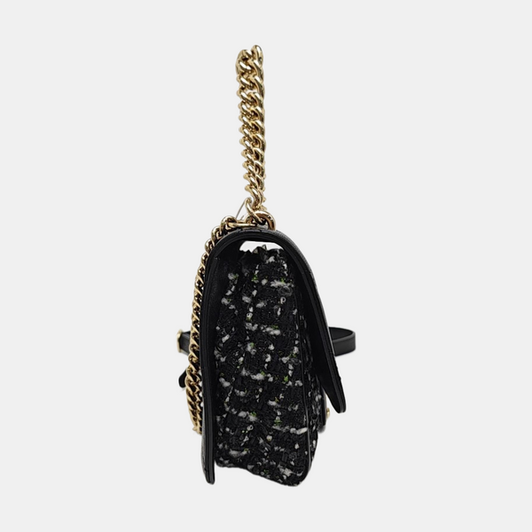 Quilted Grained Calfskin Shoulder Bag Black