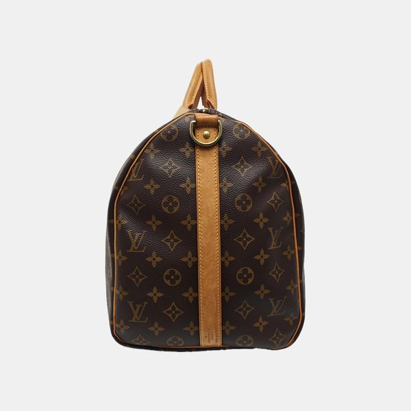 KEEPALL 50 Monogram Coated Canvas Brown
