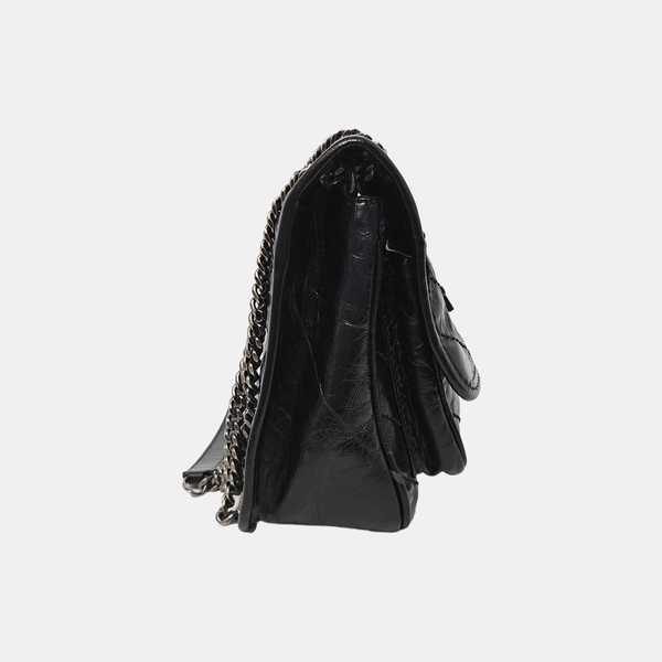 NIKI Small Chevron Calfskin Black