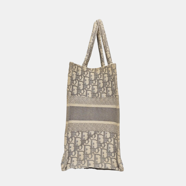 Book Tote Medium Oblique Canvas White