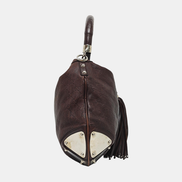 Monogram Calfskin Top Handle Bag Brown