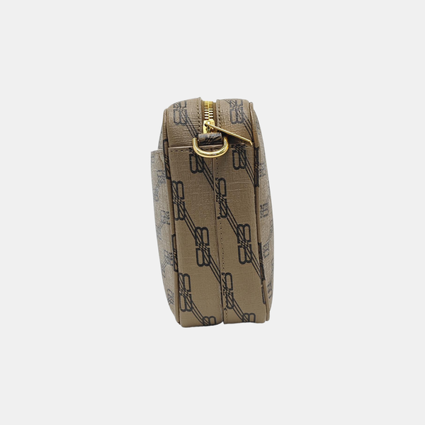 Coated Canvas Shoulder Bag Brown