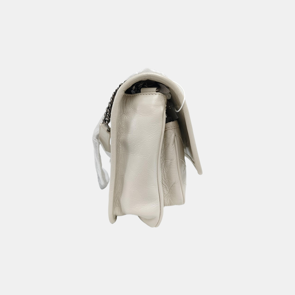 NIKI Small Chevron Calfskin White