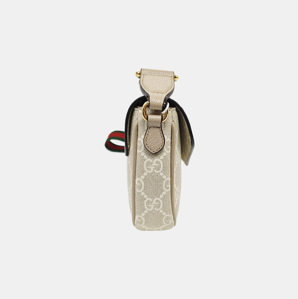 Ophidia Small Monogram Coated Canvas Beige