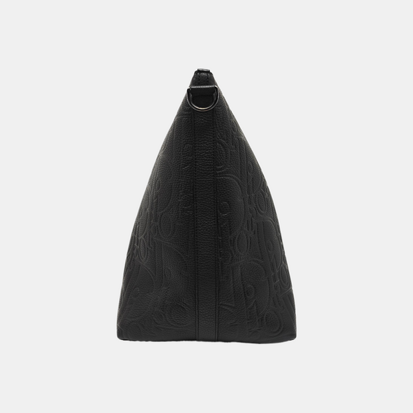 Oblique Calfskin Top Handle Bag Black