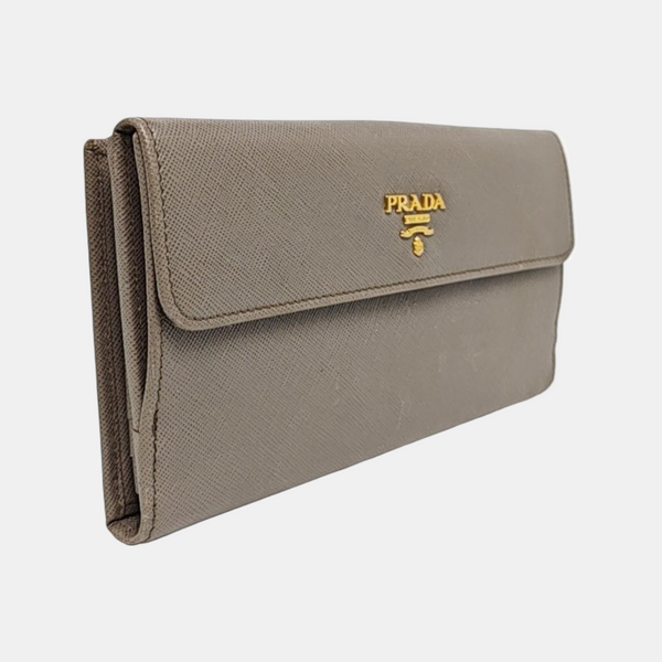 Fold Wallet Saffiano Calfskin Gray Wallet