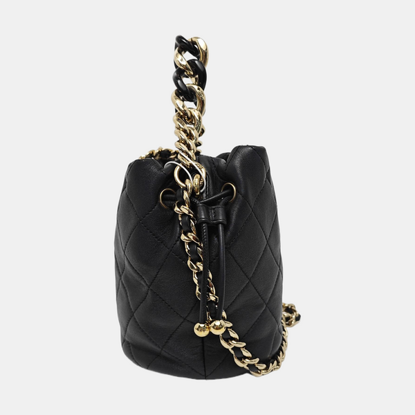 DRAWSTRING Quilted Lambskin Black