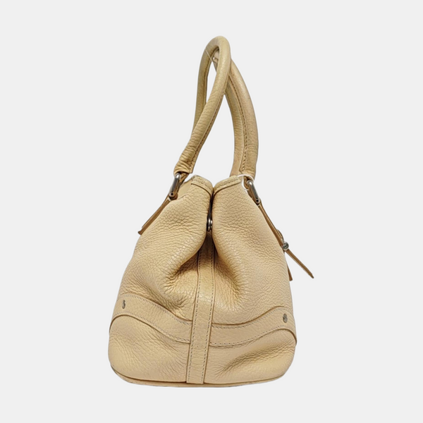 Calfskin Top Handle Bag Beige