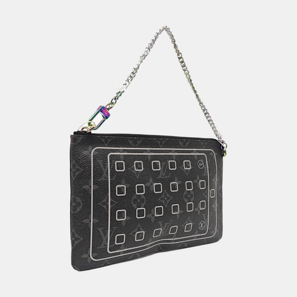 Monogram Coated Canvas Clutch Black