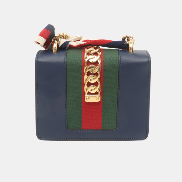 Authenticated pre-owned Sylvie Mini Calfskin Blue - Shoulder Bag at Looply