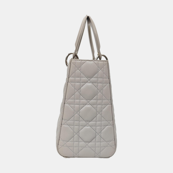 Lady Dior Medium Cannage Lambskin Gray