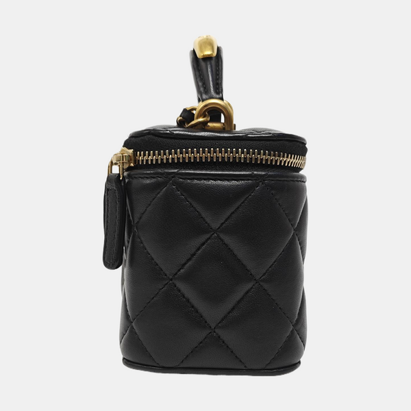 VANITY CASE Mini Quilted Lambskin Black
