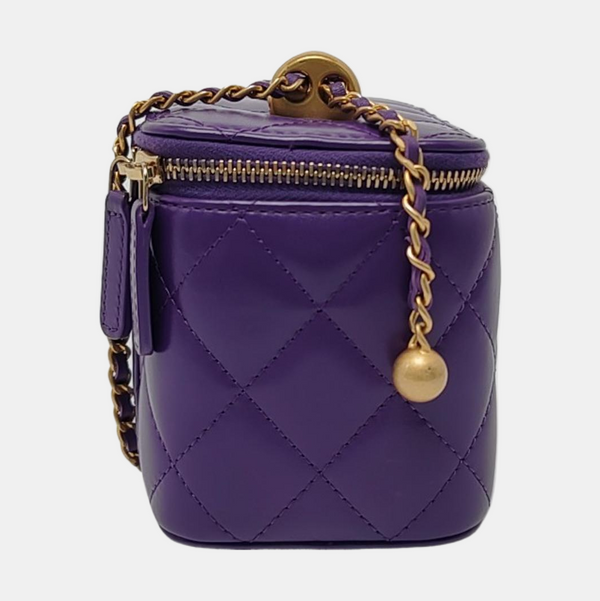 VANITY CASE Small Quilted Calfskin Purple