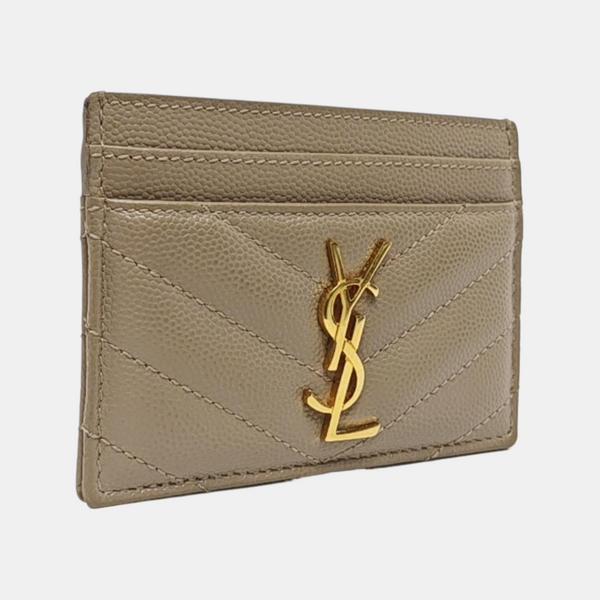 MONOGRAM Chevron Calfskin Beige Card Holder