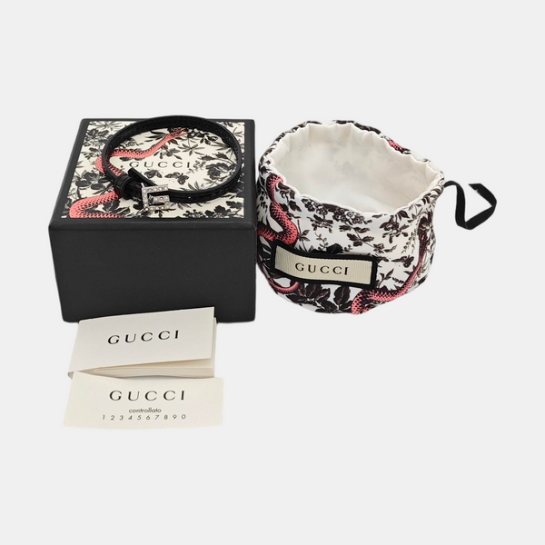 Double G Leather Black Bangle