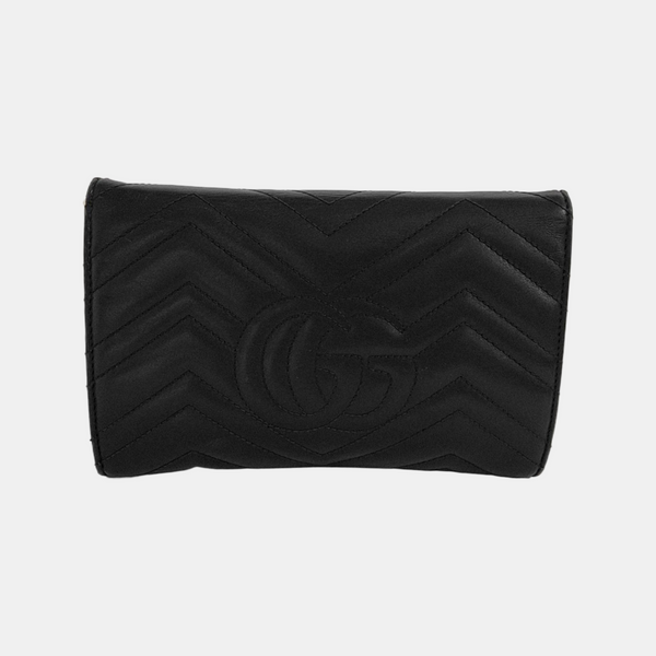 GG Marmont Mini Chevron Calfskin Black