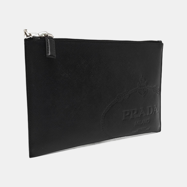 Saffiano Calfskin Clutch Black