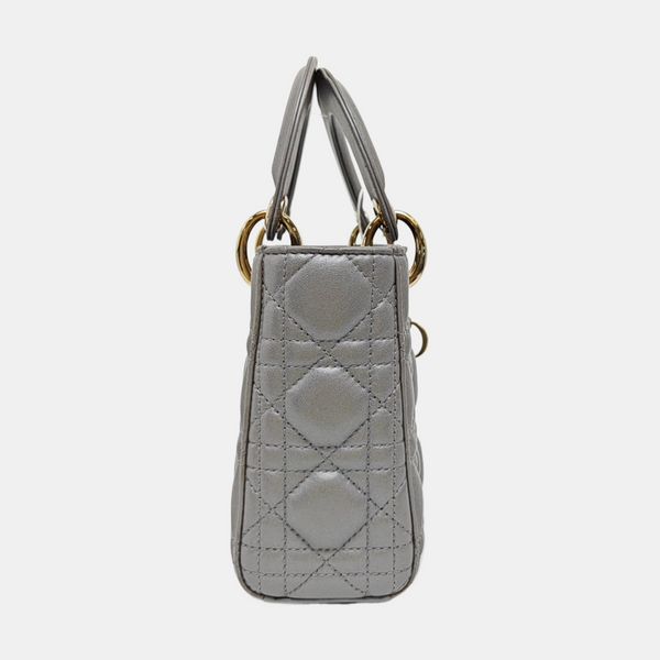 Lady Dior Mini Cannage Lambskin Gray