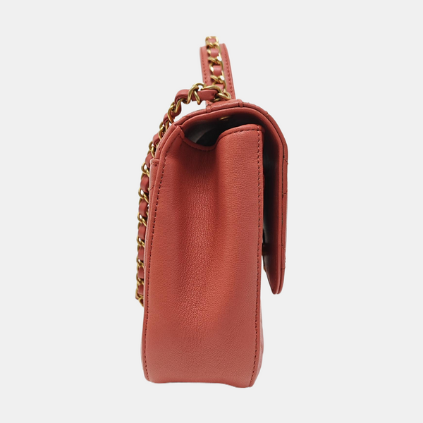 CHAIN INFINITY TOP HANDLE Quilted Calfskin Pink