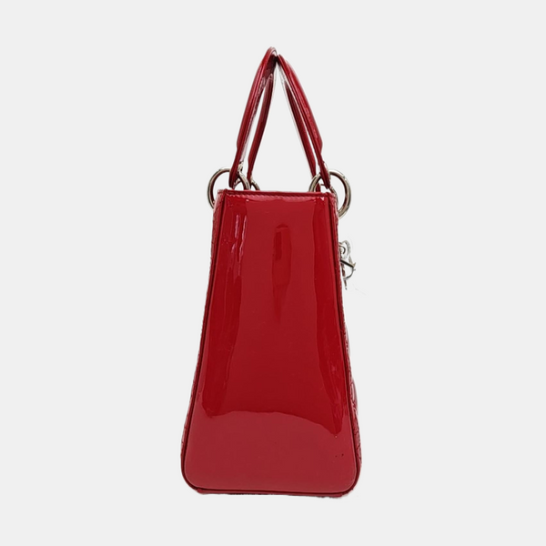 Lady Dior Medium Cannage Patent Leather Red