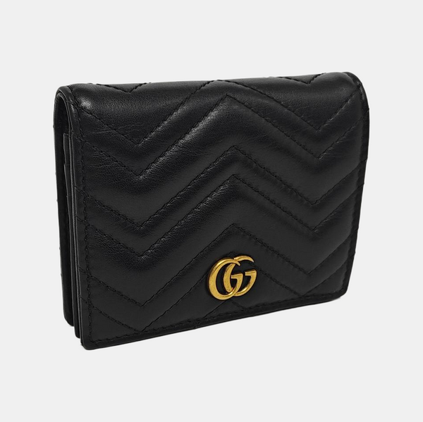 GG Marmont Mini Quilted Calfskin Black Card Holder
