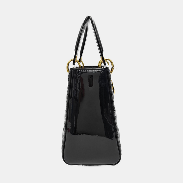 Lady Dior Medium Cannage Patent Leather Black