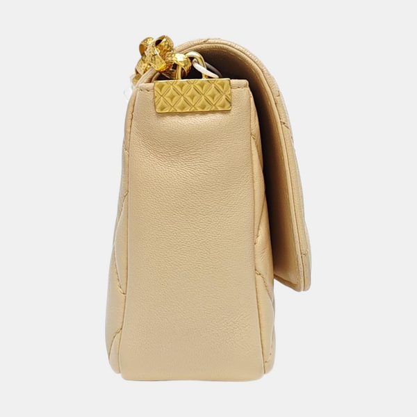 Small Quilted Lambskin Beige