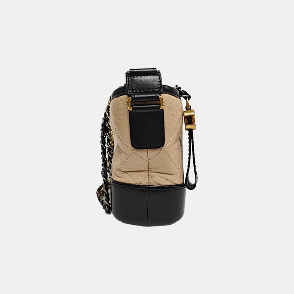 GABRIELLE Small Quilted Calfskin Beige
